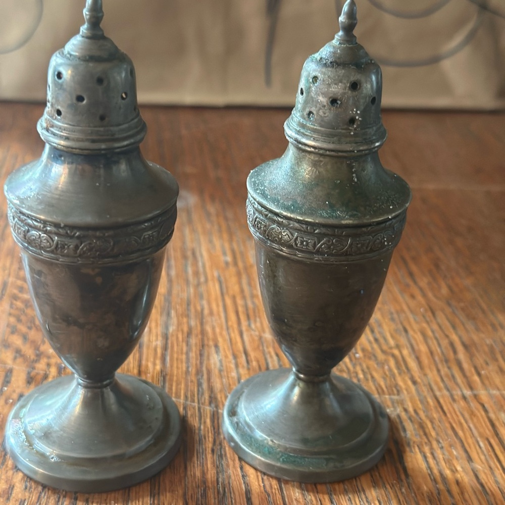 Antique Brass Salt and Pepper Shakers